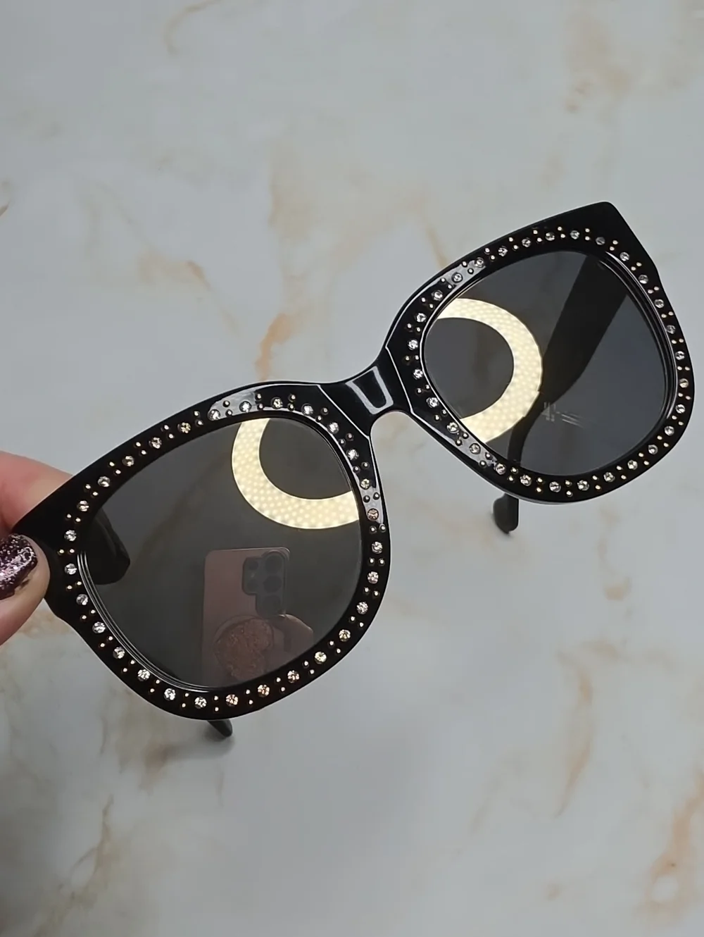 Elton John Legend Black Studded Oversized  Sunglasses